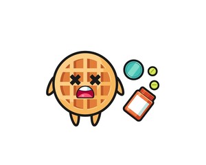 illustration of overdose circle waffle character