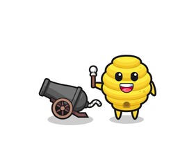 cute bee hive shoot using cannon
