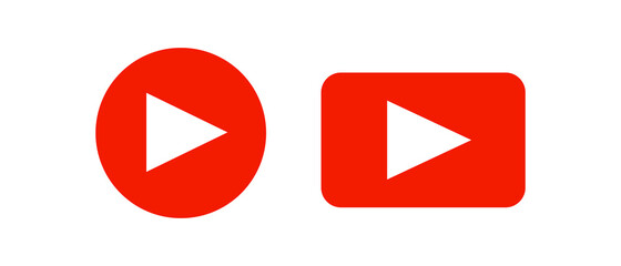 Play button icons in red. Vector.