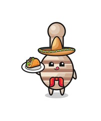 honey dipper Mexican chef mascot holding a taco