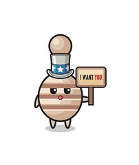 Fototapeta premium honey dipper cartoon as uncle Sam holding the banner I want you