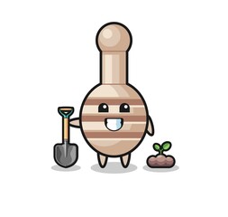 cute honey dipper cartoon is planting a tree seed