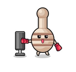 honey dipper boxer cartoon doing training with punching bag