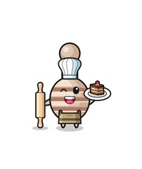 honey dipper as pastry chef mascot hold rolling pin