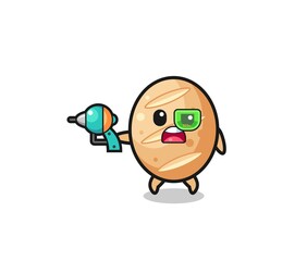 cute french bread holding a future gun