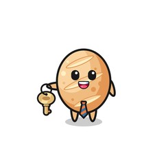 cute french bread as a real estate agent mascot