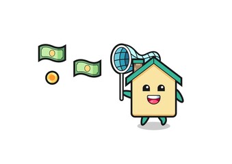 illustration of the house catching flying money