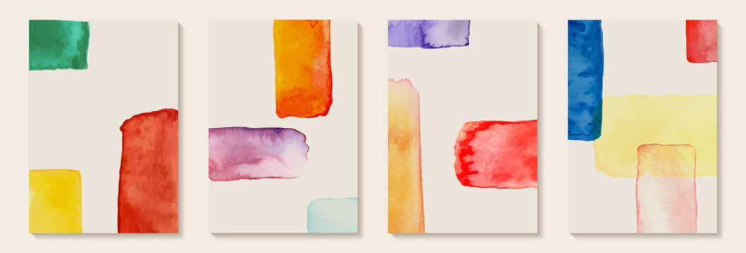 Creative minimalist hand painted Abstract art background with brush stroke watercolor geometric stain line. Design wall decoration, postcard, poster or brochure