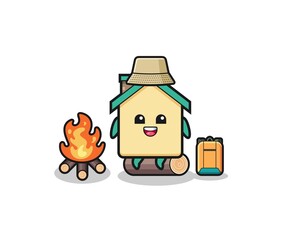 camping illustration of the house cartoon