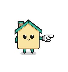 house mascot with pointing right gesture