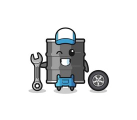 the oil drum character as a mechanic mascot
