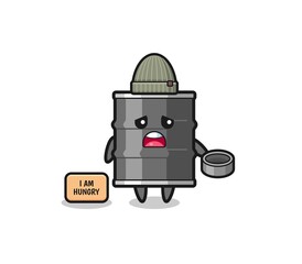 cute oil drum beggar cartoon character