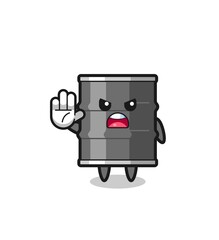 oil drum character doing stop gesture