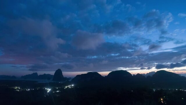 Time lapse of clouds taken by the wind on a mountain at the edge of smed nang she phang-nga