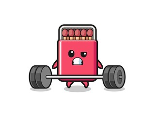 cartoon of matches box lifting a barbell
