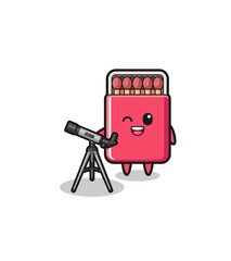 matches box astronomer mascot with a modern telescope