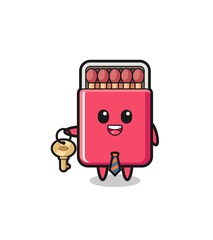 Naklejka premium cute matches box as a real estate agent mascot