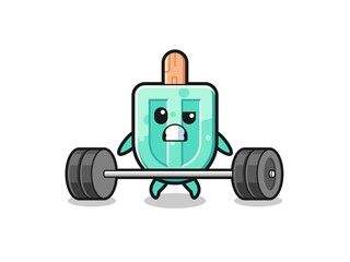 cartoon of popsicles lifting a barbell