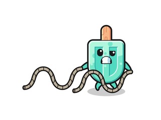 illustration of popsicles doing battle rope workout