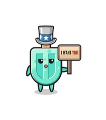 Fototapeta premium popsicles cartoon as uncle Sam holding the banner I want you