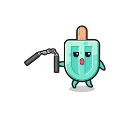 cartoon of popsicles using nunchaku