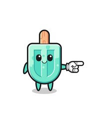 popsicles mascot with pointing right gesture