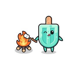 popsicles character is burning marshmallow