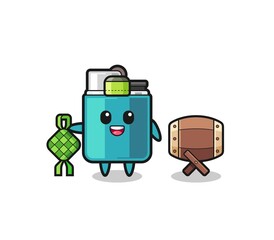 lighter muslim character are celebrating Eid Al Fitr