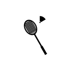 Vector icon of a badminton racket and shuttlecock