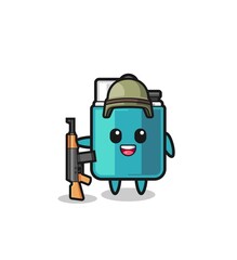 cute lighter mascot as a soldier