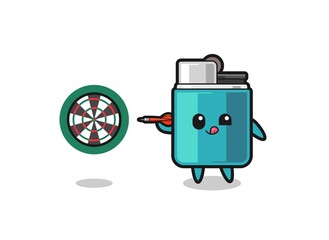 cute lighter is playing dart