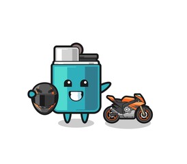 cute lighter cartoon as a motorcycle racer