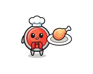 emergency panic button fried chicken chef cartoon character