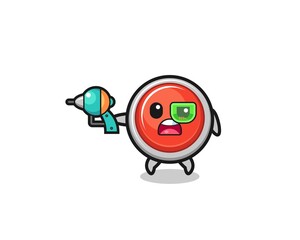 Fototapeta premium cute emergency panic button holding a future gun