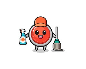 cute emergency panic button character as cleaning services mascot