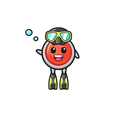 the emergency panic button diver cartoon character