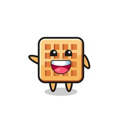 happy waffle cute mascot character
