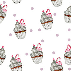 Seamless Pattern Wallpaper Fabric Digital Paper Cupcake Cupcakes Watercolor
