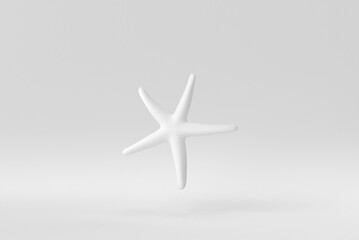 Caribbean starfish on a white background. minimal concept. monochrome. 3D render.