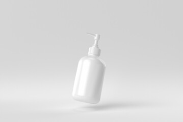Bottle of alcohol gel on a white background. minimal concept. monochrome. 3D render. - 479287208