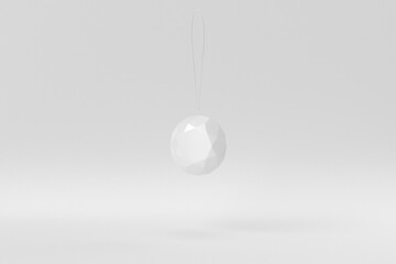 Merry Christmas. Christmas elements hanging line on a white background. minimal concept. monochrome. 3D render.
