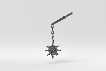 Battle Mace medieval on a white background. minimal concept. monochrome. 3D render.