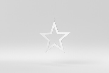 Merry Christmas. Christmas elements hanging line on a white background. minimal concept. monochrome. 3D render.