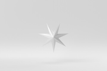 Merry Christmas. Christmas elements hanging line on a white background. minimal concept. monochrome. 3D render.