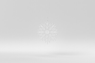 Merry Christmas. Christmas elements hanging line on a white background. minimal concept. monochrome. 3D render.