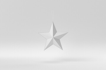 Merry Christmas. Christmas elements hanging line on a white background. minimal concept. monochrome. 3D render.