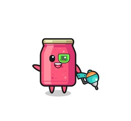 strawberry jam cartoon as future warrior mascot