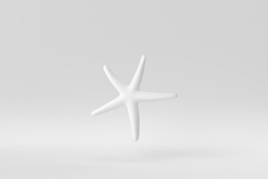 Caribbean starfish on a white background. minimal concept. monochrome. 3D render.