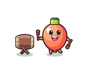 balloon muslim cartoon is beating the bedug