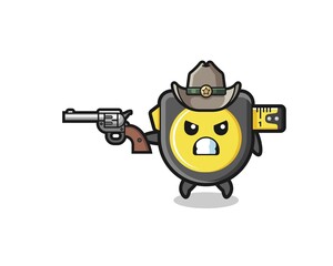 the tape measure cowboy shooting with a gun